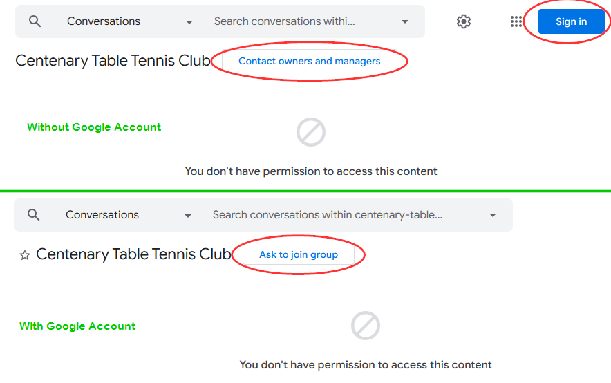 screen shots comparing with and without google account